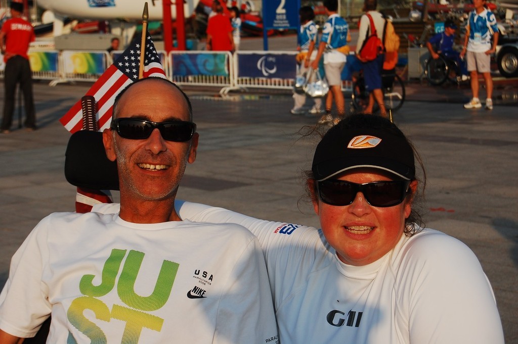 Nick Scandone and Maureen Mckinnon-Tucker winners of the Gold Medal for the USA in the SKUD 19 class at the 2008 Paralympics    © Dan Tucker http://sailchallengeinspire.org/